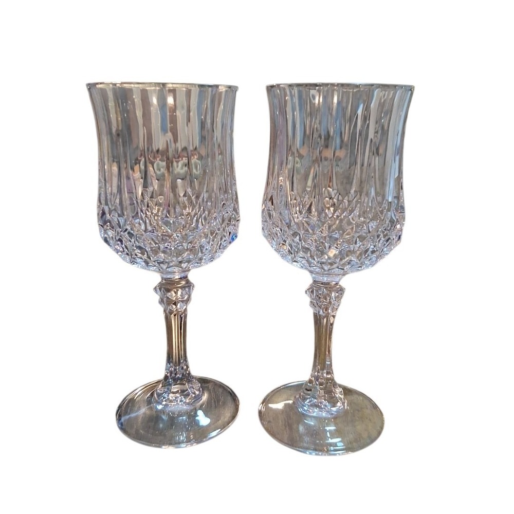 Cristal D'Arques Durand Longchamp Clear Crystal Water 6oz Goblet 6.5"t France X2